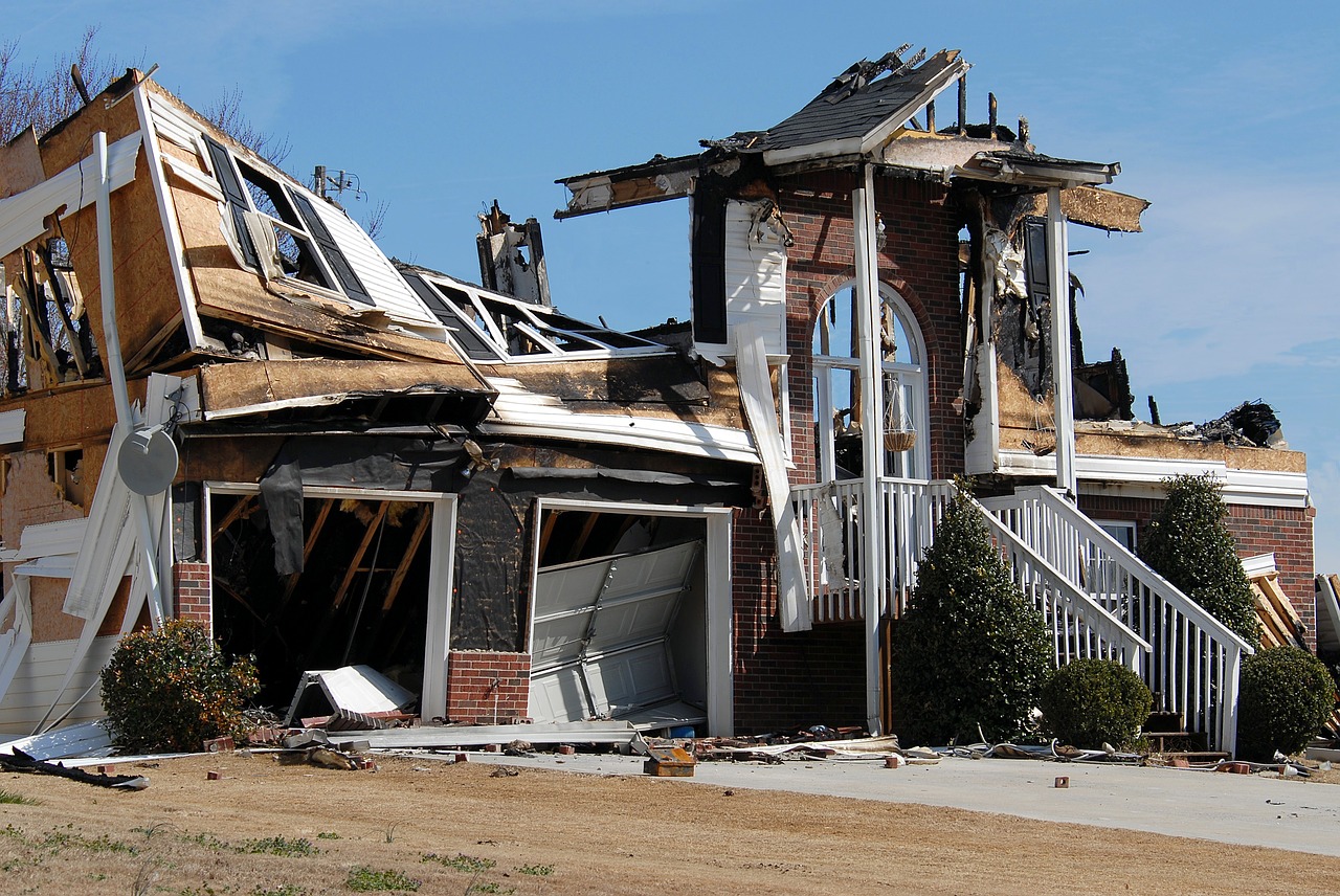 Structural fire damage to a residential home exterior